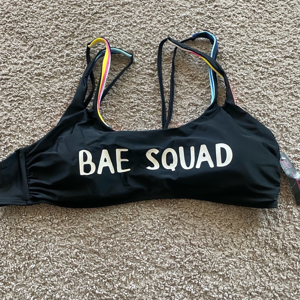 NWT Black 'Bae Squad' Bikini Top